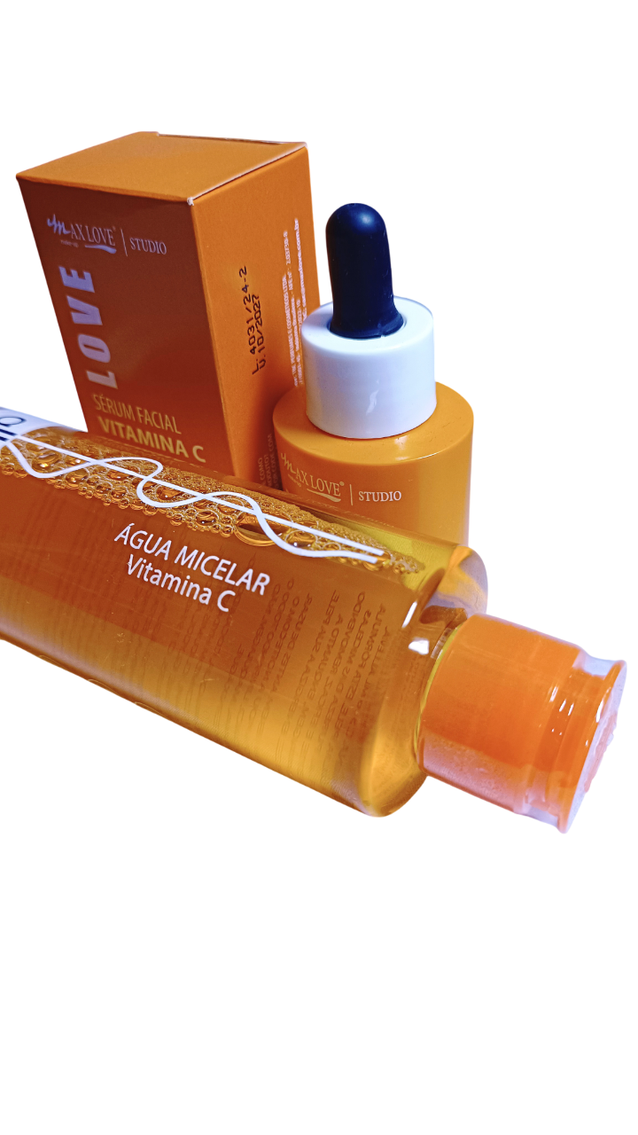 Kit Skincare Vitamina C Água Micelar + Sérum Facial com Ácido Hialurônico Max Love Alleva